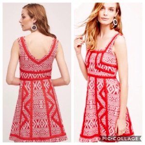 Like New Anthro Maeve Emma Dress Red White sz 14
